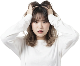 大量の書類にイライラしている女性